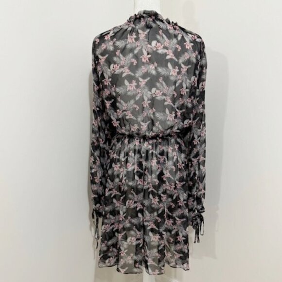 Victoria's Secret Chiffon Kimono Robe Duster Sheer Black Floral Size XS/S NWT - Picture 6 of 8